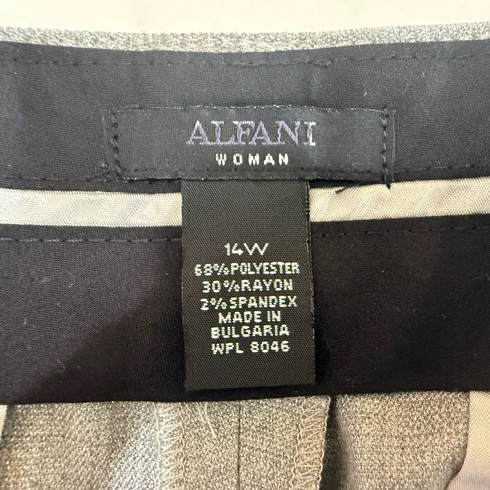 Alfani Woman Straight Leg  Trouser Dress Pants in Gray Silver Size 14W - Picture 7 of 14